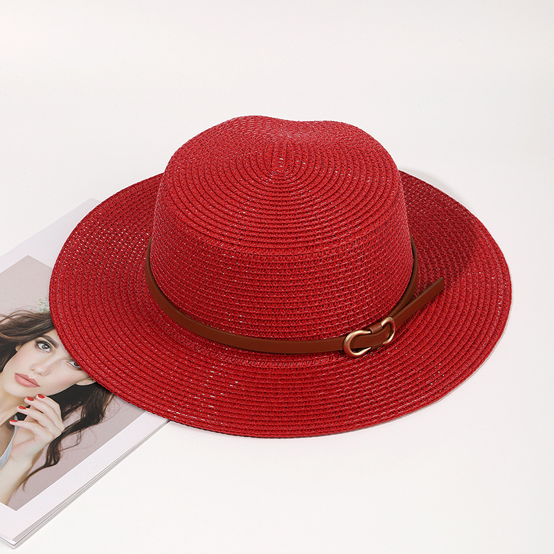 Summer New Outdoor Flat Straw Hat European and American British Straw Sun Hat Men and Women Fashion Casual Beach Sun