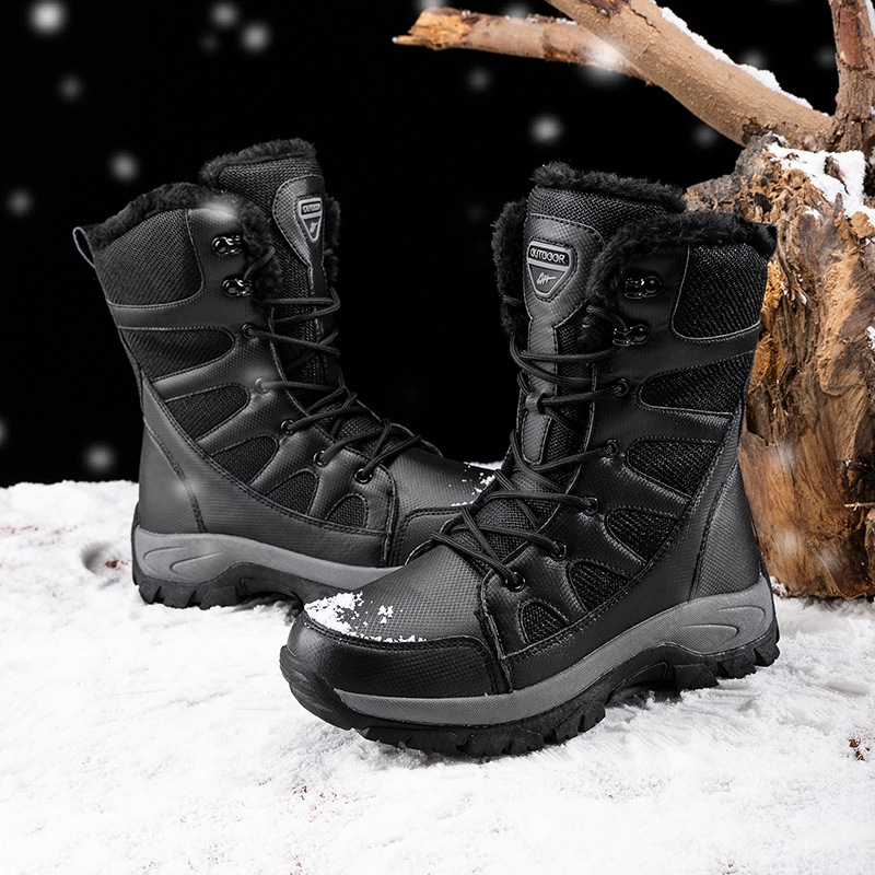 足赛美情侣靴子2021新款冬季加绒军靴男士保暖雪地靴高帮棉鞋男鞋