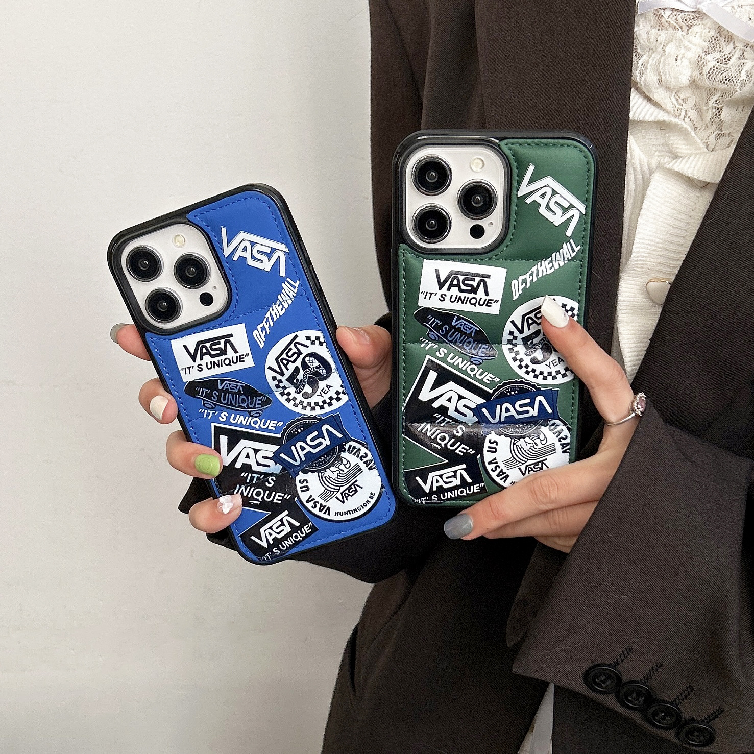 适用iPhone13手机壳充棉皮质羽绒服苹果16promax跨境外贸14Pro男