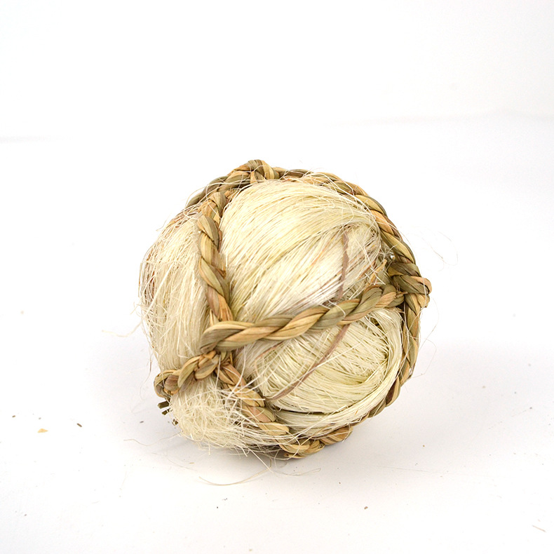 麻绳球玉米皮绳球草编球装饰球手工制作摆件鹦鹉脚下玩具宠物玩具