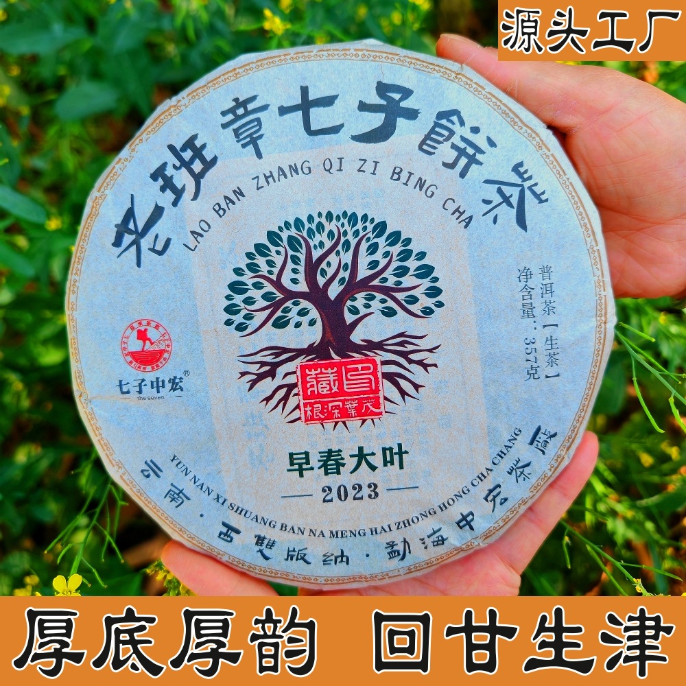 2023年老班章古树茶云南普洱茶生茶357克七子饼茶叶老树生普批发