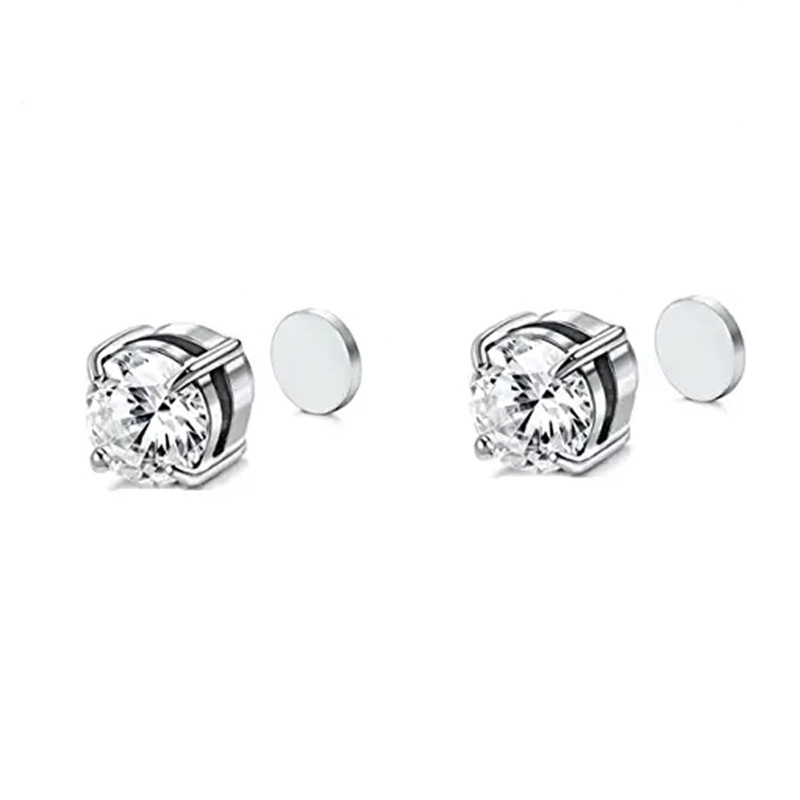 Longrui Pseudo Earrings Men's and Women's Zircon Ear Studs Amazon Hot Zircon Magnet Ear Clips Earrings Manufacturer