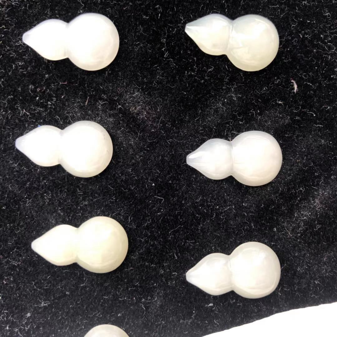 工厂直供墨玉和田玉白玉韩料葫芦镶嵌裸石diy配件可批发