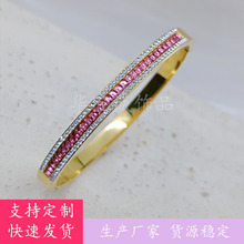 CHINA FACTORY STOCK MULTI COLOR PAVE CRYSTAL HINGED BRACELET