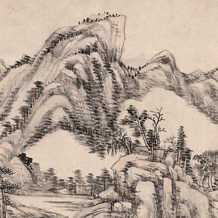 清王原祁仿黄子久晴峦霁翠卷名画仿古山水画真迹复制品国画手卷