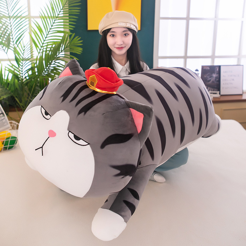 新款网红大号吾皇猫巴扎黑抱枕公仔趴款睡觉长条猫咪枕女生礼物