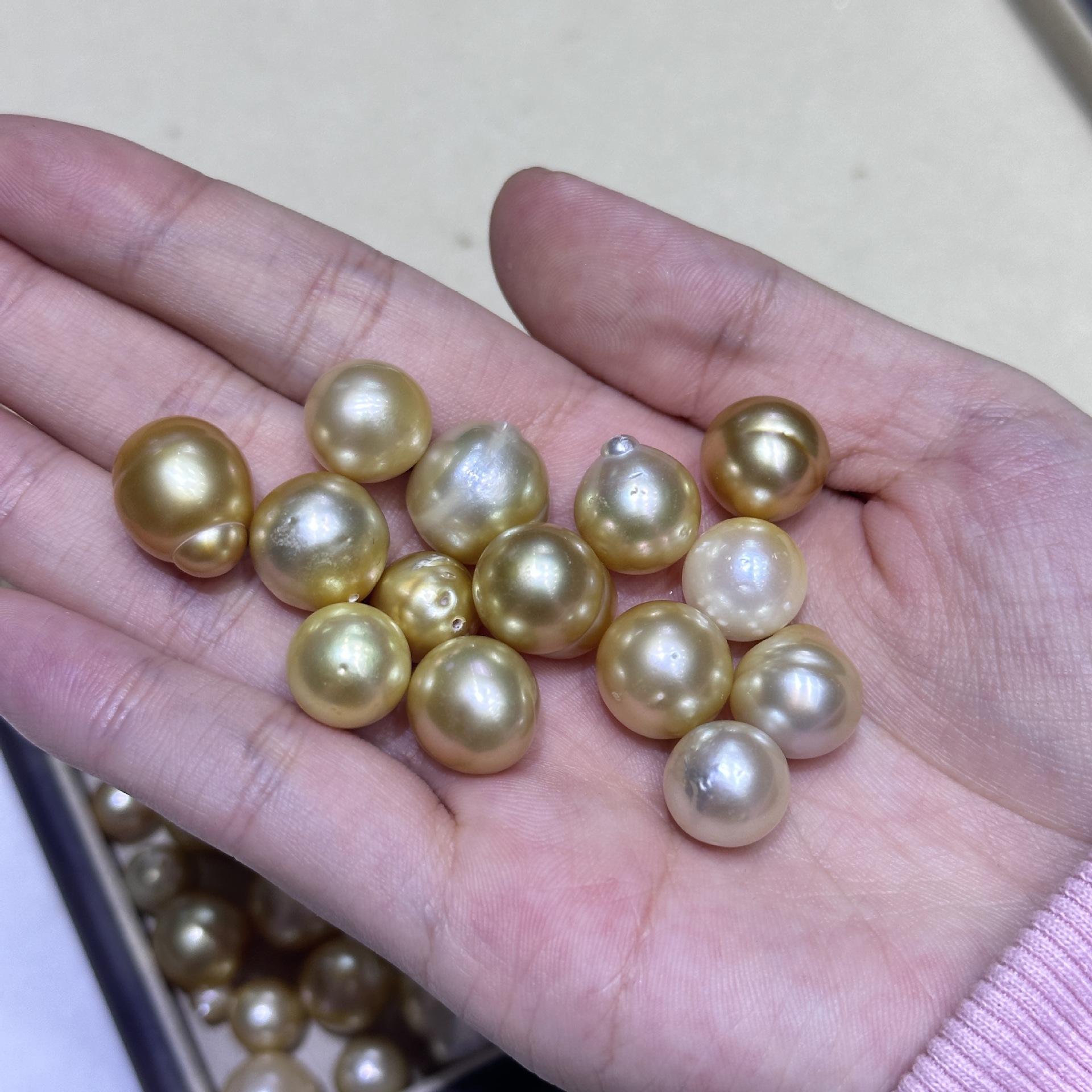 海水珍珠巴洛克南洋金珠统货批发销售大点位裸珠颗粒可diy款式