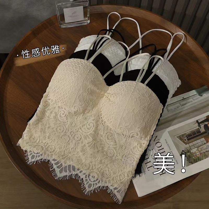 Beauty Back One-Piece Cup Sexy Underwear Vest Women's Inner Bra Lace Strap Summer Girl Beautiful Back Bra Underwear