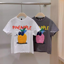 2024夏季新款韩版中高端品牌童装男女童立体菠萝印花短袖T恤批发