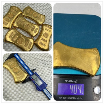 仿古金锭纯铜镀金金锭金元宝腰形金锭清代后五帝 实心大清金锭