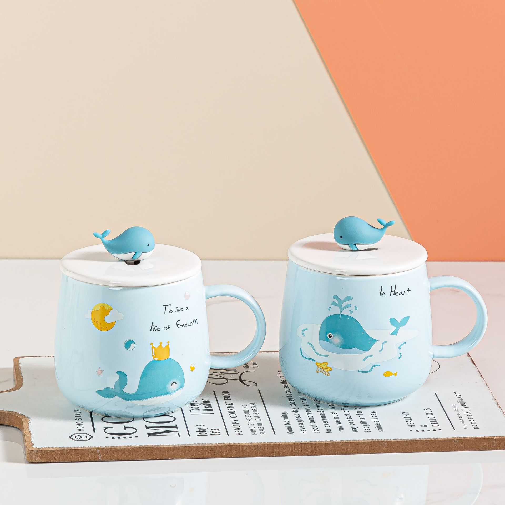 Cartoon Bear Color Glaze Ceramic Cup with Cover Spoon Practical Couple Water Cup Opening Event Gift Mug Ins