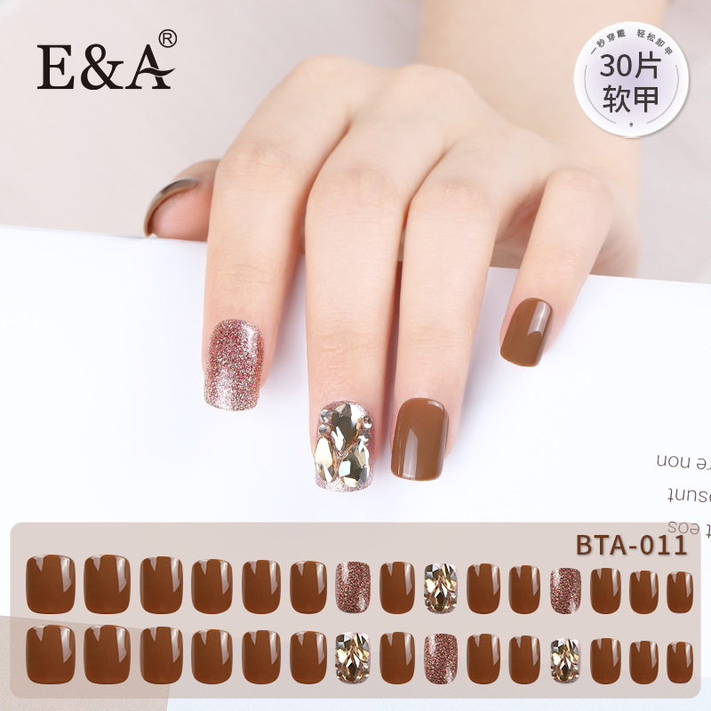 Manicure Wear Nail Wholesale Autumn and Winter Luxury Full Diamond Nail Stickers Wear Nail Sweet Cool Style Fake Nails Wholesale