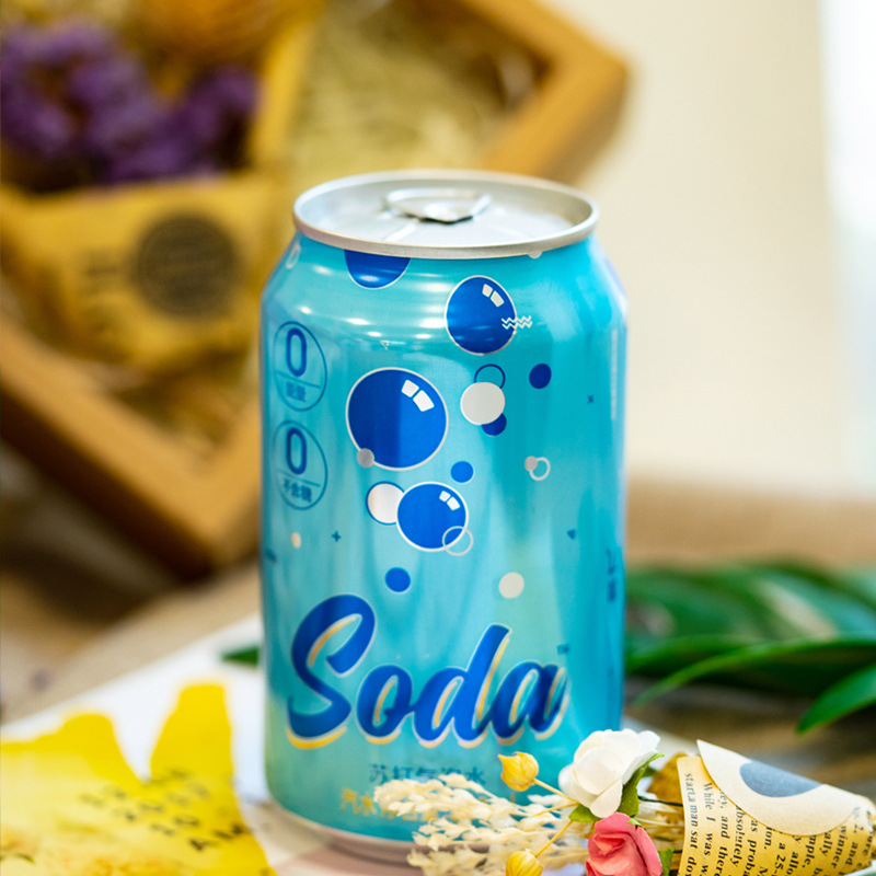 名仁苏打水饮料330ml*24罐无糖苏打汽水柠檬味碳酸气泡水原味整箱