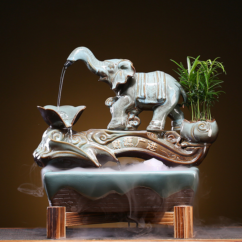 创意家居客厅风水招财流水喷泉摆件开业乔迁送礼循环加湿器装饰品