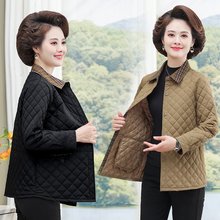 2022妈妈装秋冬薄款棉服外套中老年女装休闲时尚纯色翻领棉衣开衫