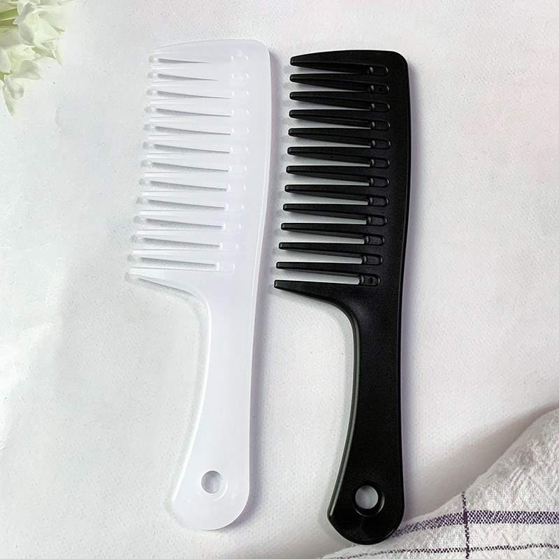 Large Thick Large Tooth Comb Hair Curling Comb Plastic Hairbrush Not Easy to Break Plastic Unisex Household Comb Frosted