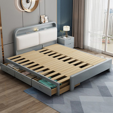 S&子母床实木拖床儿童小户型推拉储物拼接床现代简约拖床伸缩抽拉