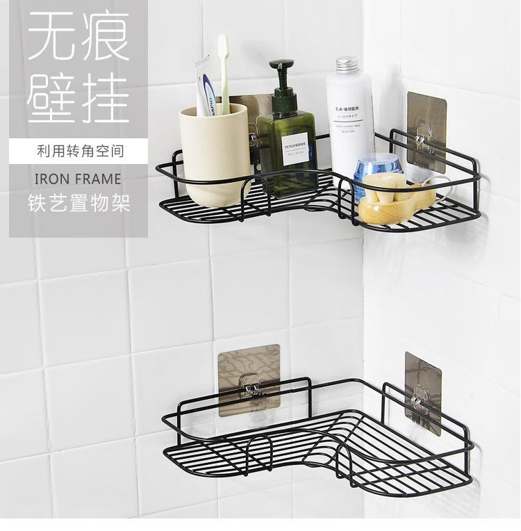 Bathroom Kitchen Storage Rack Punch-Free Corner Bathroom All Supplies Iron Storage Rack Triangle Storage Rack