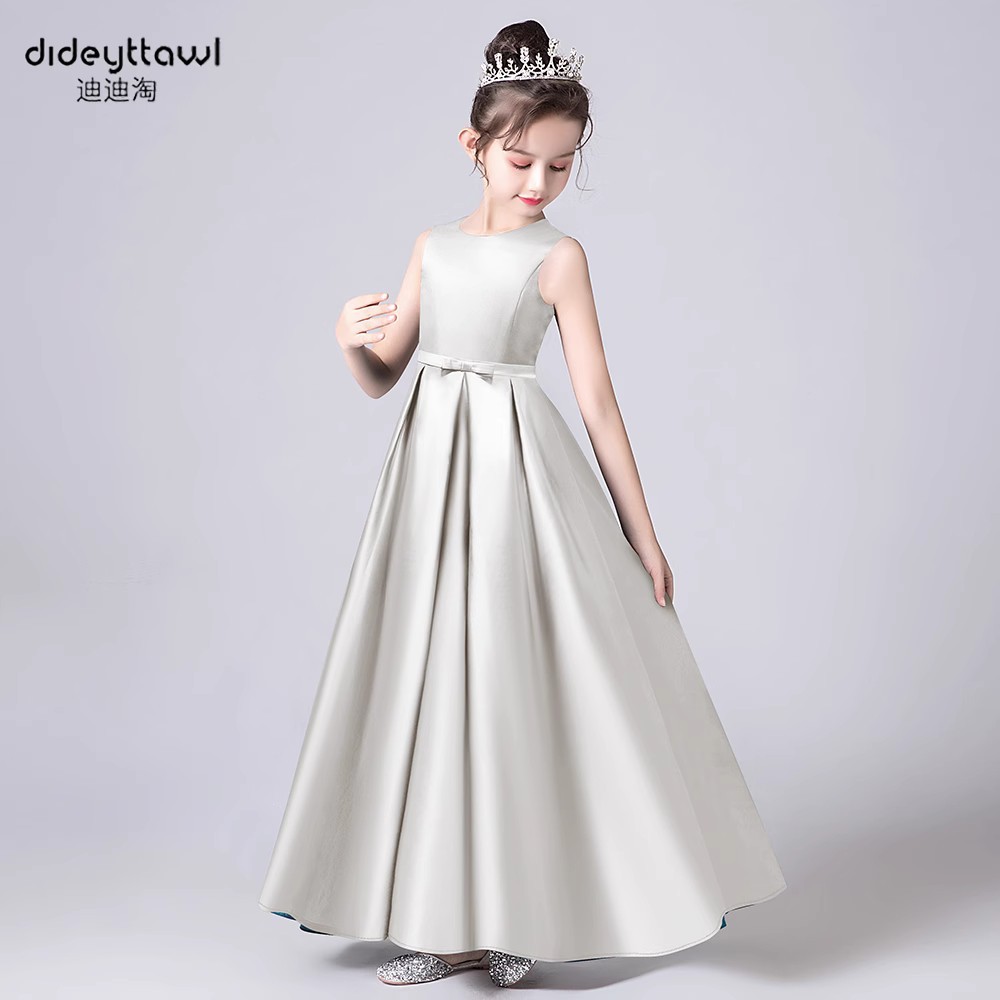 外贸货源儿童高端礼服缎面儿童钢琴演奏礼服小女孩生日礼服独立站