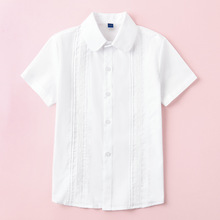 女童短袖白衬衫纯棉夏季薄款儿童中大童小学生校服白色衬衣