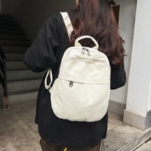 帆布包女小双肩包纯色学生书包上课通勤背包旅行运动轻便布包