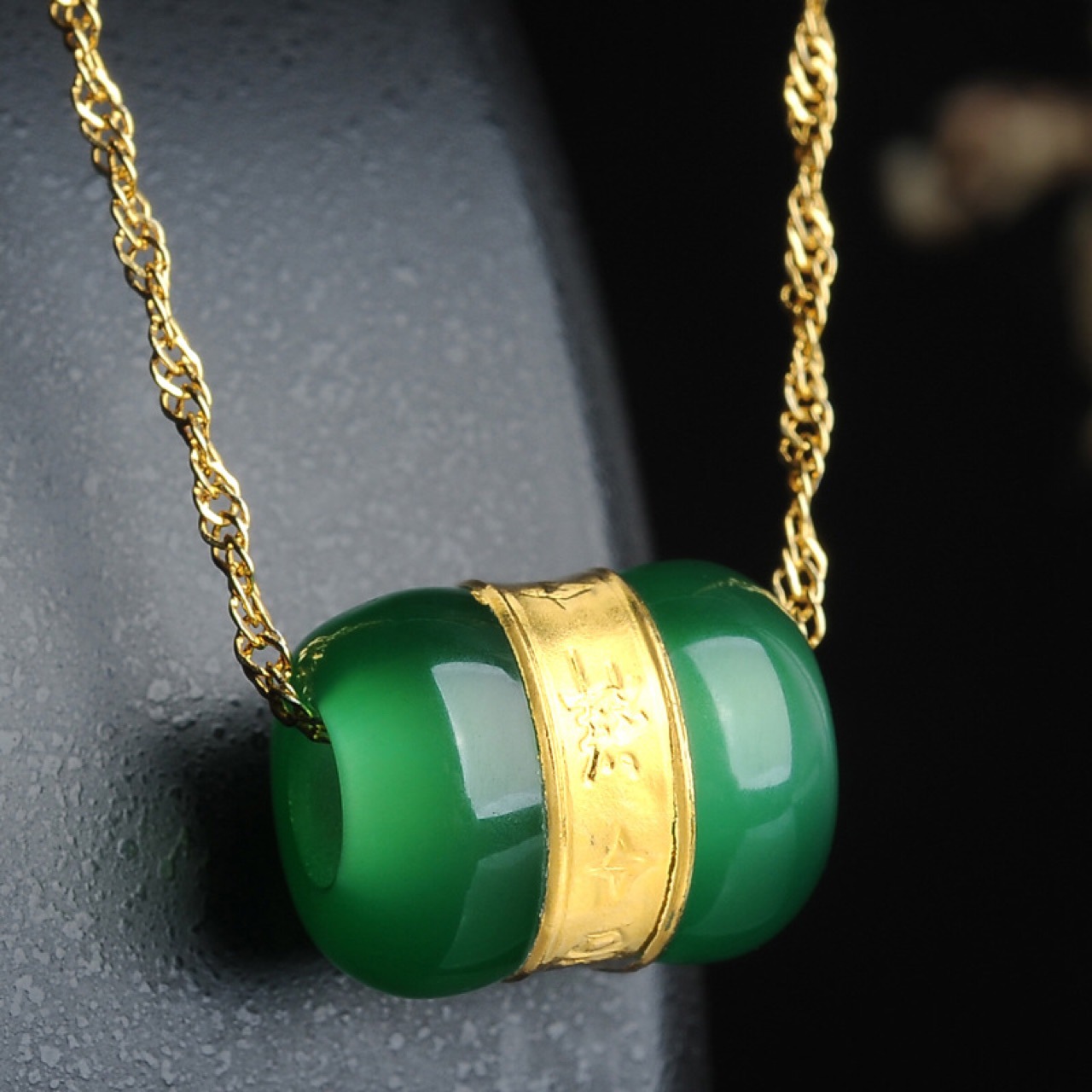 金镶玉路路通吊坠 足金玉髓转运珠diy配件 男女款玉坠 会销小礼品