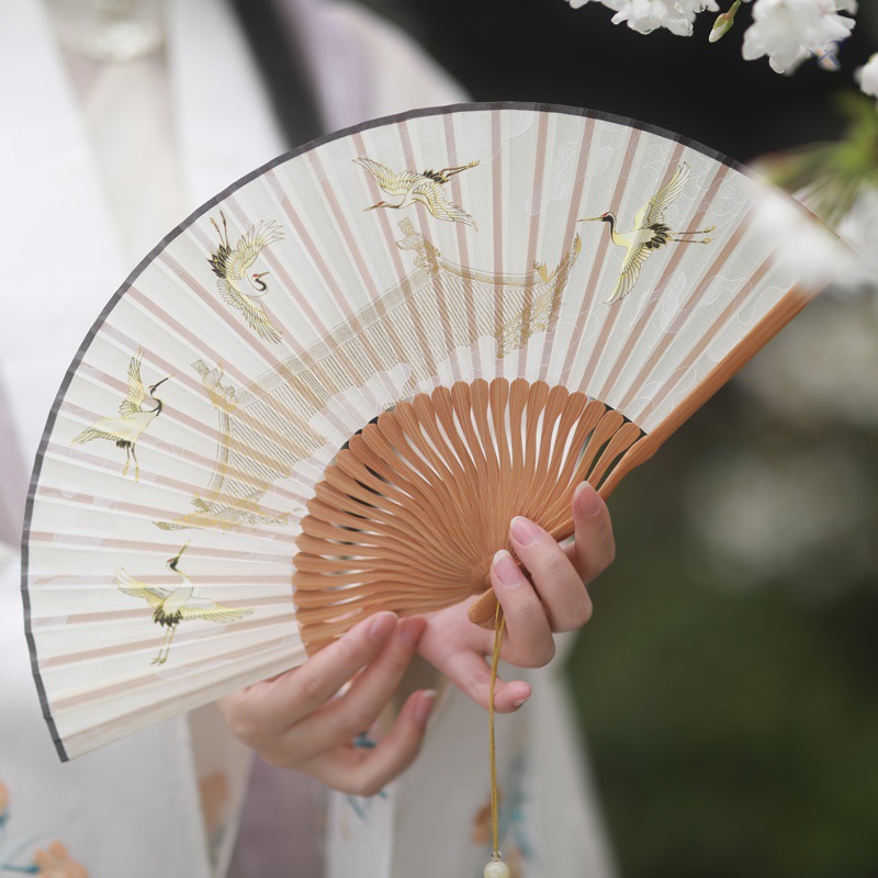 国风折扇仙女扇子古风配旗袍仙气古代易开合夏天竹子竹制便携公主