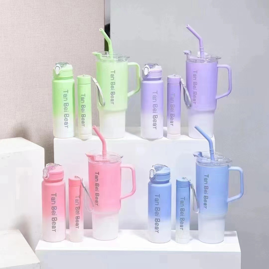 new gradient color 40 car cup plastic one cup three sets water cup gradient color car ice cream outdoor beer glass