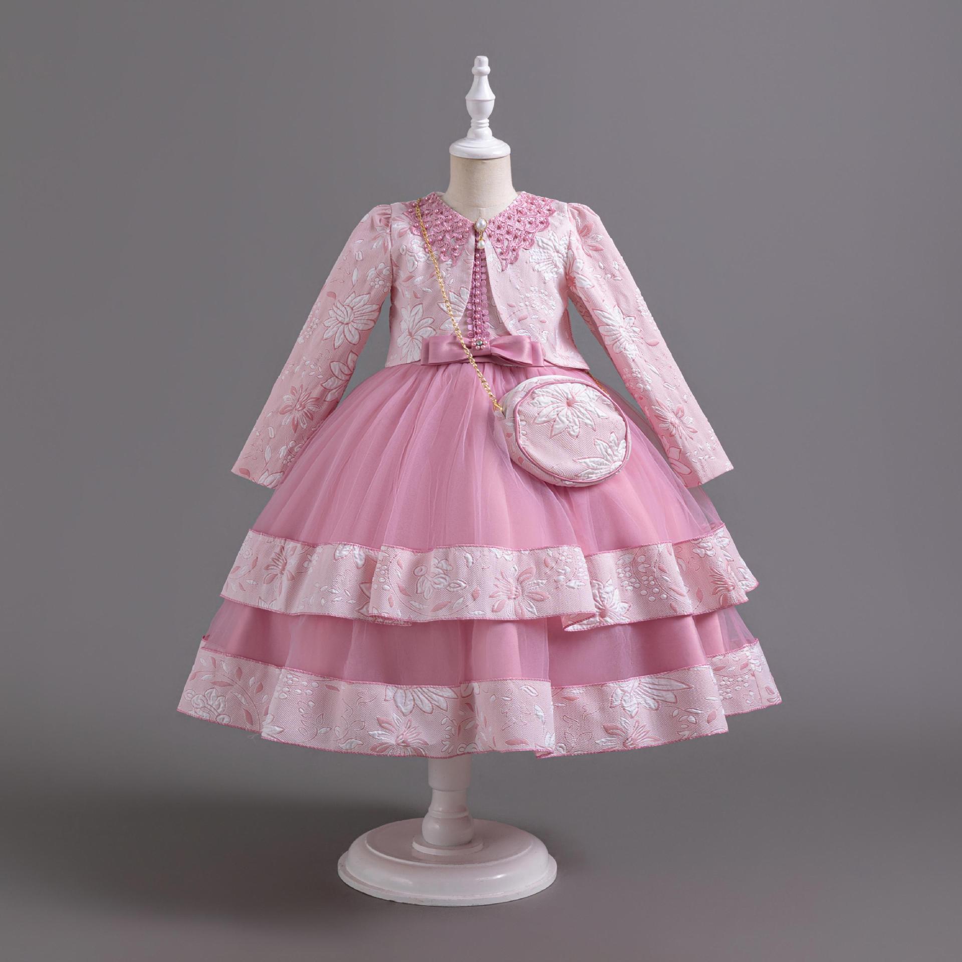 亚马逊新款儿童公主裙六一表演两件套连衣裙套装女童周岁礼服