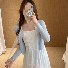 广州十三行花边领竹节麻针织防晒开衫女夏季新款薄款女装春装