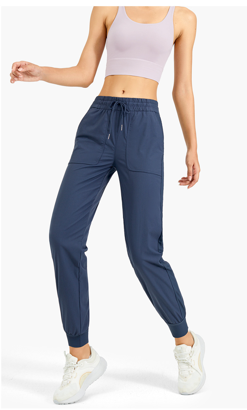 新款运动休闲裤美体女士抽绳小脚宽松跑步健身长裤口袋瑜伽裤跨境