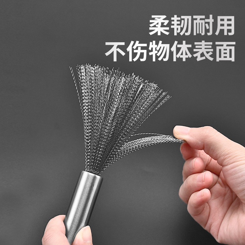 Stainless Steel Wok Brush Kitchen Special Long Handle Brush Pot Artifact Washing Wok Brush Brush Pot Steel Wire Cleaning Brush Wok Brush