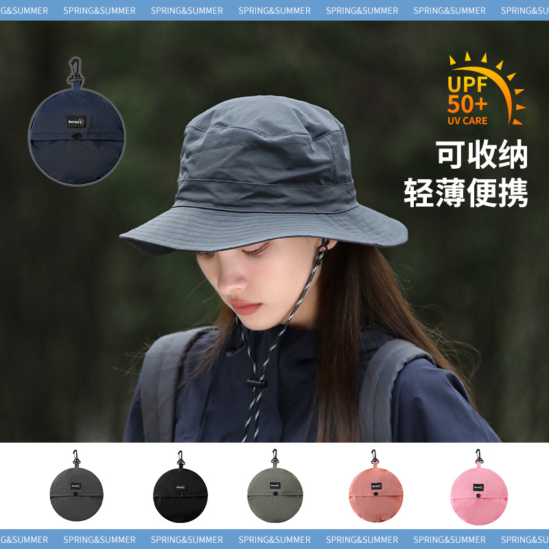 Japanese Solid Color Fisherman Hat Men's and Women's Quick-Drying Sun Hat Can Store Outdoor Sun Alpine Cap Foldable Sun Hat