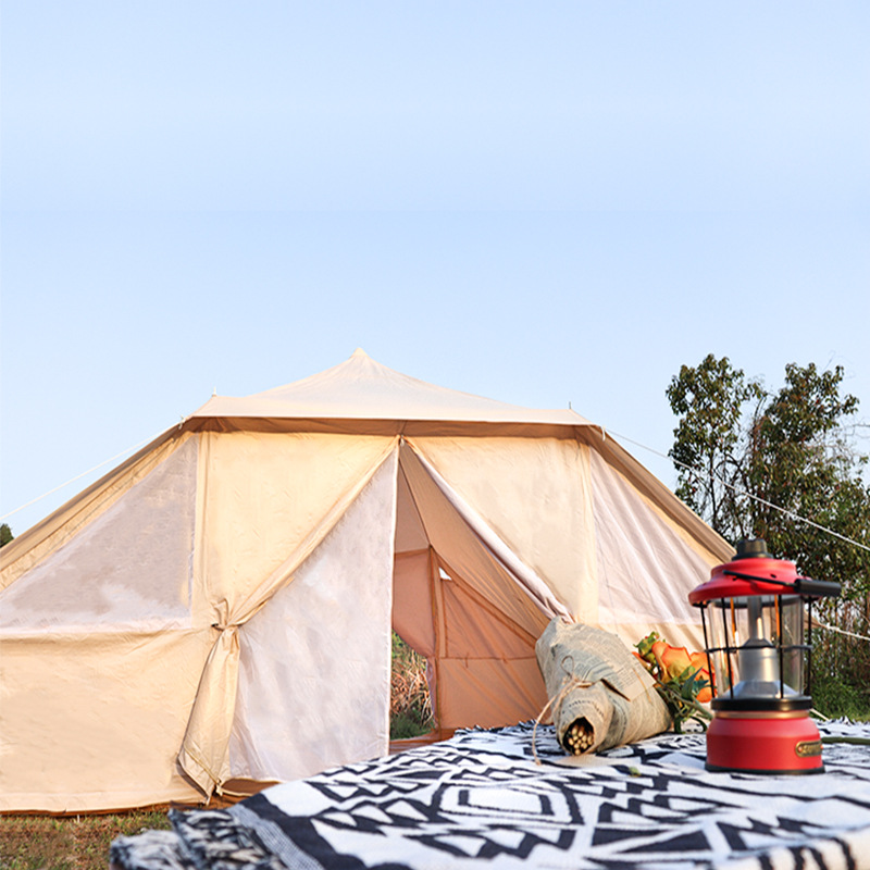 原宿户外帐篷双门蒙古包家庭露营牛津布棉布防雨抗霉阻燃尖顶帐