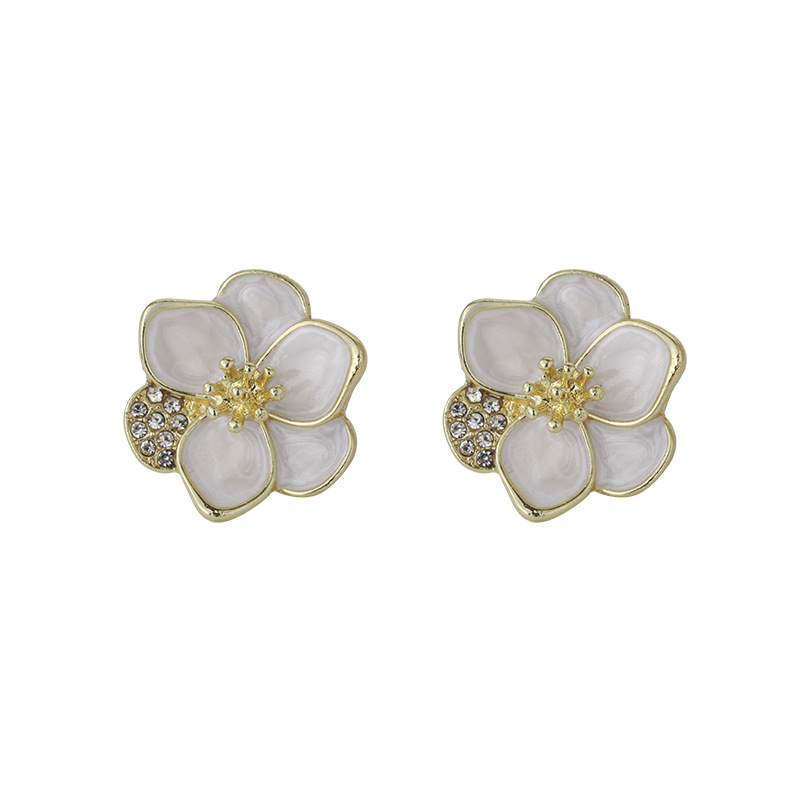 Sterling Silver Needle Fresh Sweet Flower Earrings Women's Light Luxury Minority All-Matching Graceful Bow Stud Earrings Ear Rings