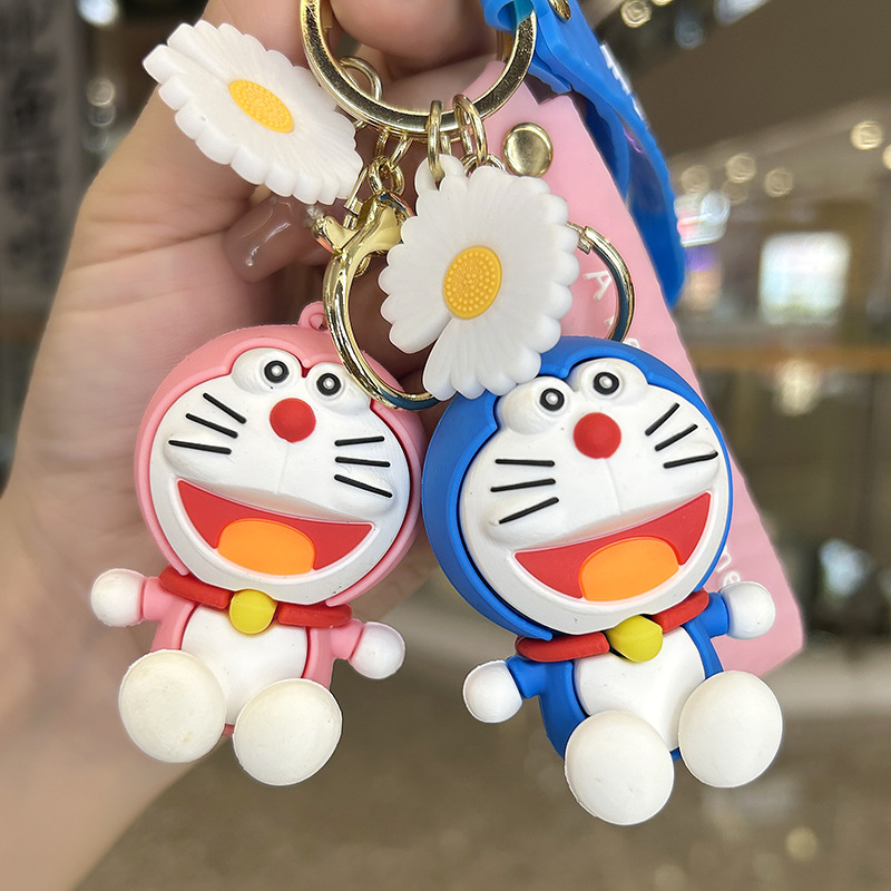 卡通叮当猫蓝胖子钥匙扣女哆啦a梦小挂件机器猫公仔汽车ins网红