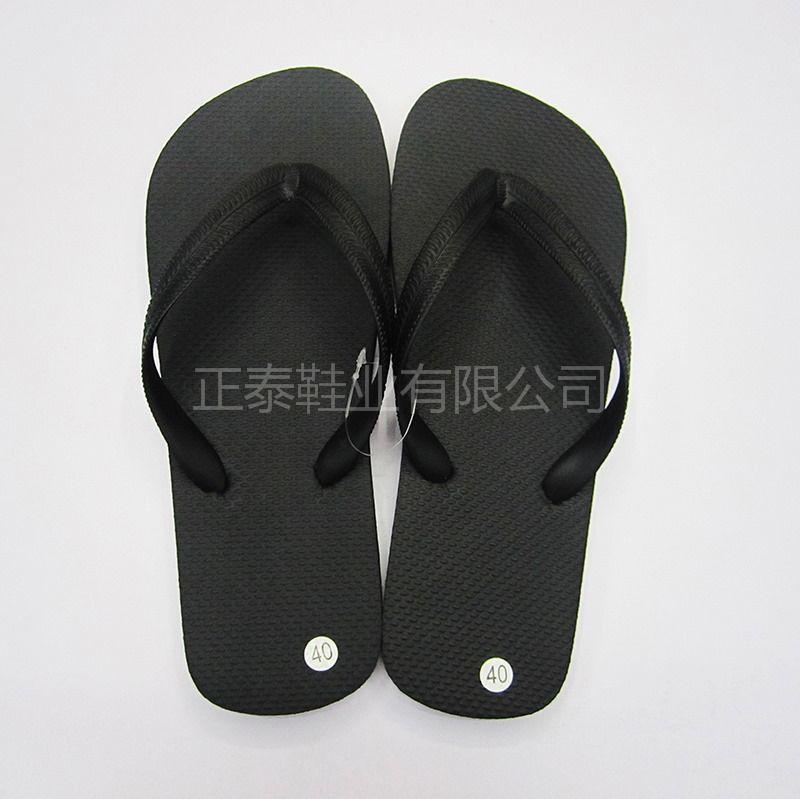 summer herringbone men‘s casual non-slip home trend adult flip flops pure black beach slippers customizable pattern