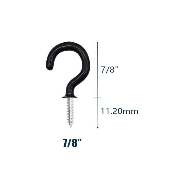 Cross-Border Ceiling Hook Flower Basket Cup Screw-in Self-Tapping Question Mark Light Hook Black and White Plastic Coated Cup Hooks