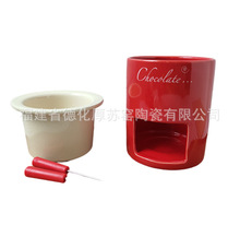 工厂定制直销芝士巧克力熔炉火锅套件外贸  跨境热销瓷芝士火锅杯