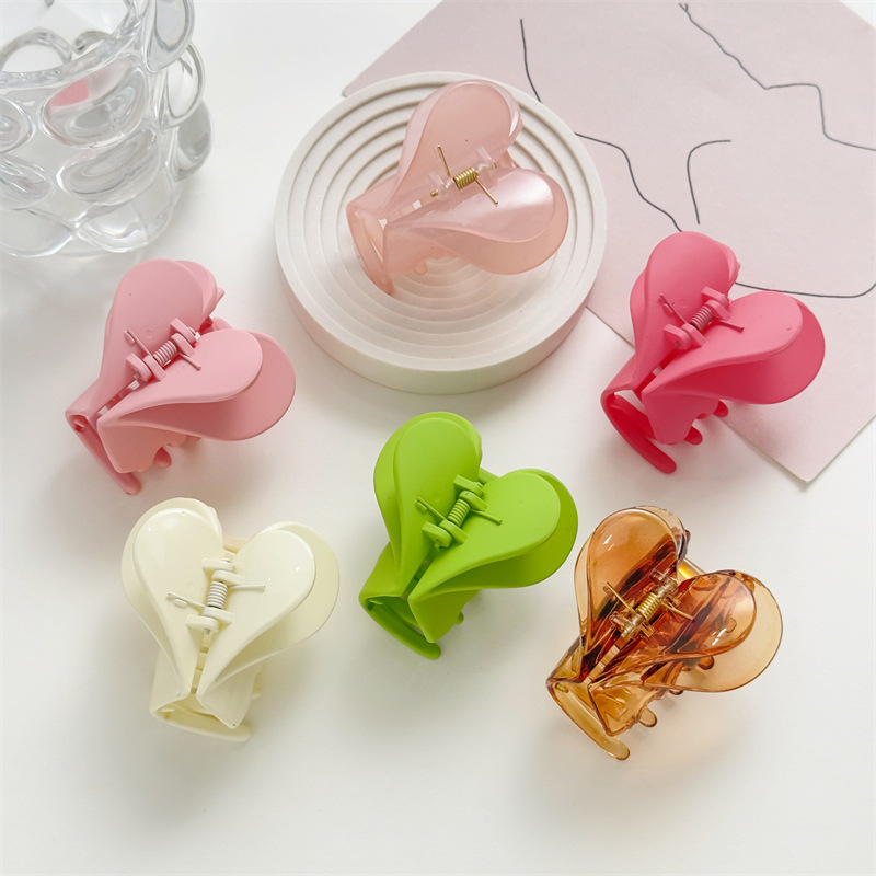 Double Heart Love Double Layer Acrylic Jaw Clip Fashion Female Ol Hair Updo Holder Back Head Shark Clip Barrettes Spot