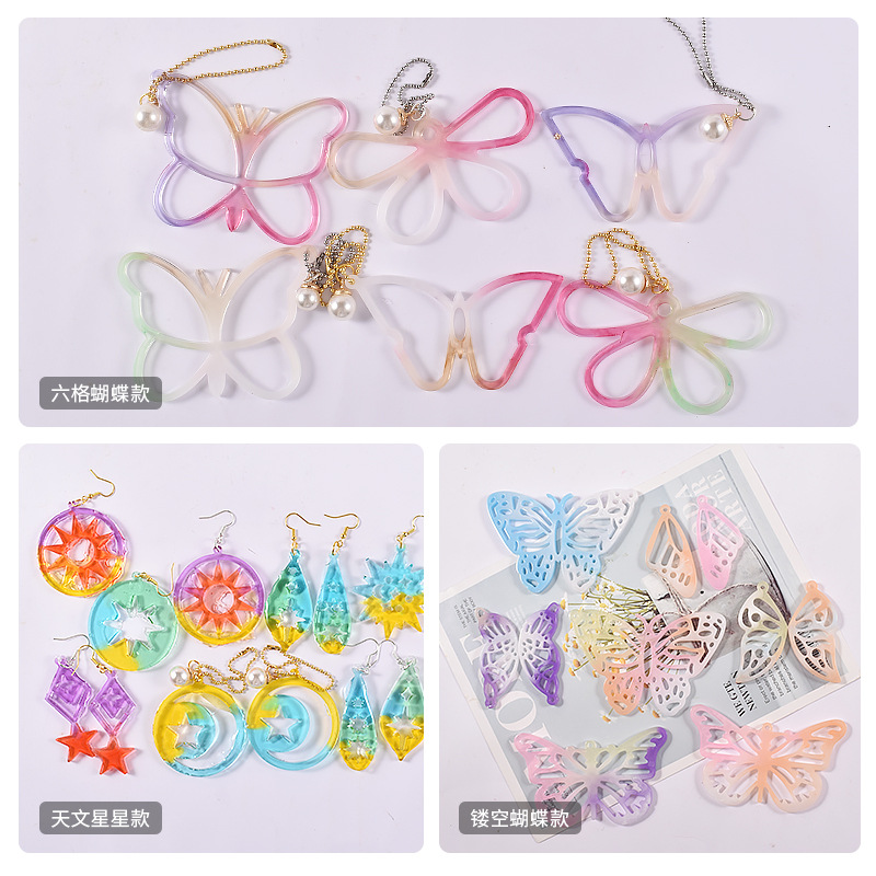 DIY Epoxy Punk Meteor Earrings Pendant Grinding Hollow Butterfly Keychain Pendant Silicone Mold