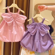 韩版童装2024夏季新款可爱翅膀连衣裙高级感女童装洋气吊带连衣裙