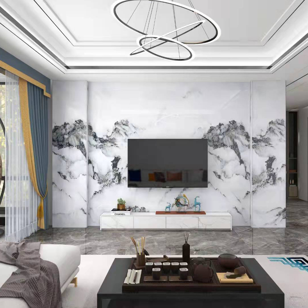 家装客厅电视岩板背景墙1200x2400大板瓷砖现代中式欧式电视柜面