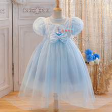 2-9岁女童爱莎公主裙夏季新款发光艾莎连衣裙冰雪奇缘蓬蓬六一裙