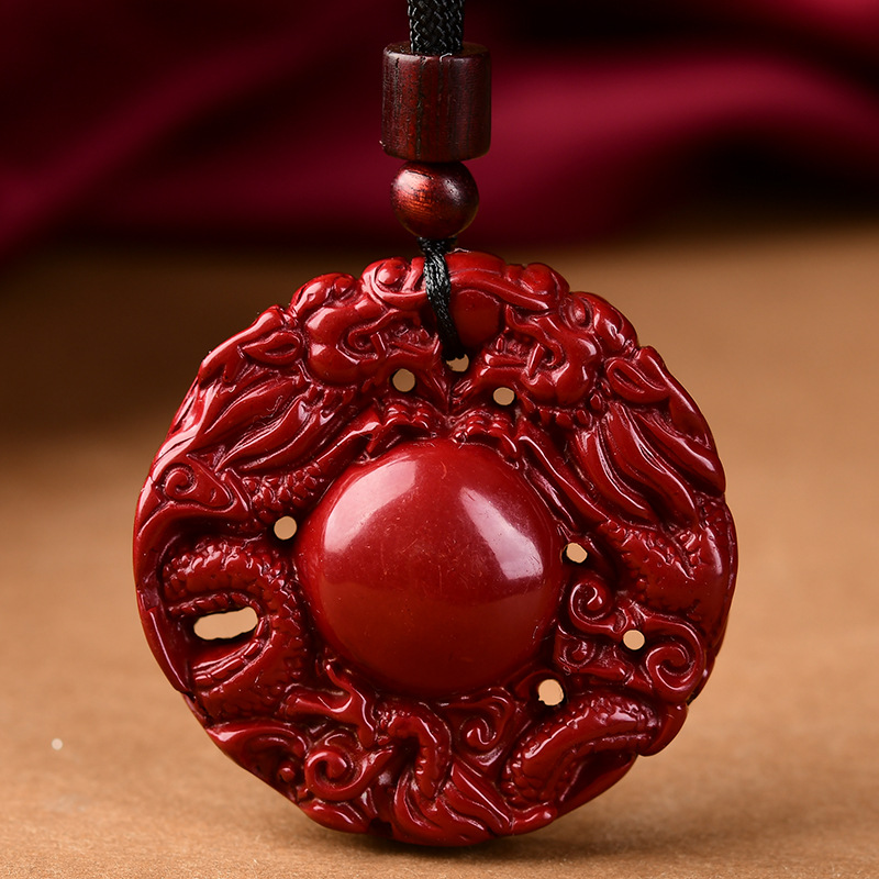 保真朱砂双龙护主紫金砂吊坠挂件男女款吊坠项链女情侣款礼物批发