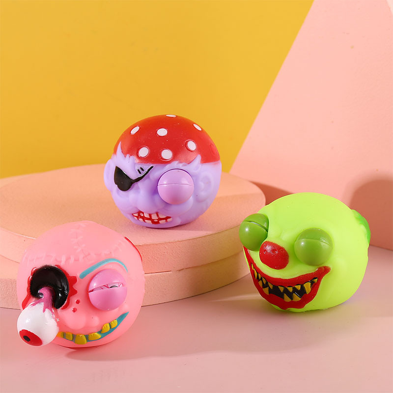 Cross-Border Creative Halloween Skull Squeeze Eye-Popping Funny Squeezing Toy Whole Person Vent Pressure Reduction Toy Wholesale