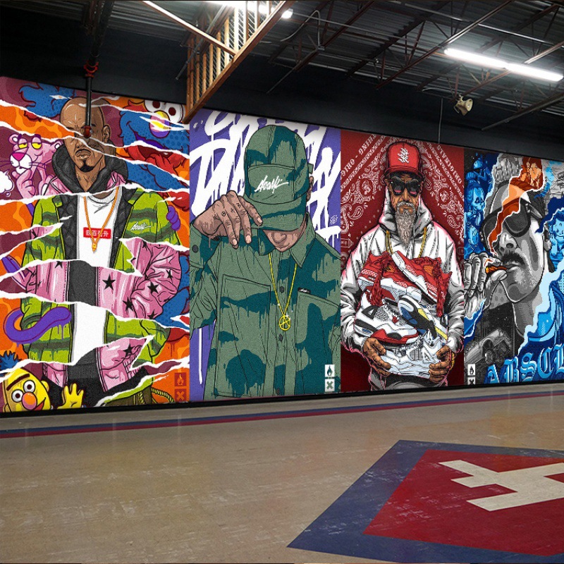 美式个性涂鸦街头嘻哈壁纸街舞舞蹈室健身房壁画餐厅酒吧ktv墙纸