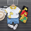 2021 new pattern summer Leisure Edition 1-5 Cartoon Short sleeved shorts Two baby children stripe clothes suit