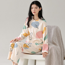 一件代发春秋季女士长袖100%纯棉睡衣套头ins外穿韩版家居服套装