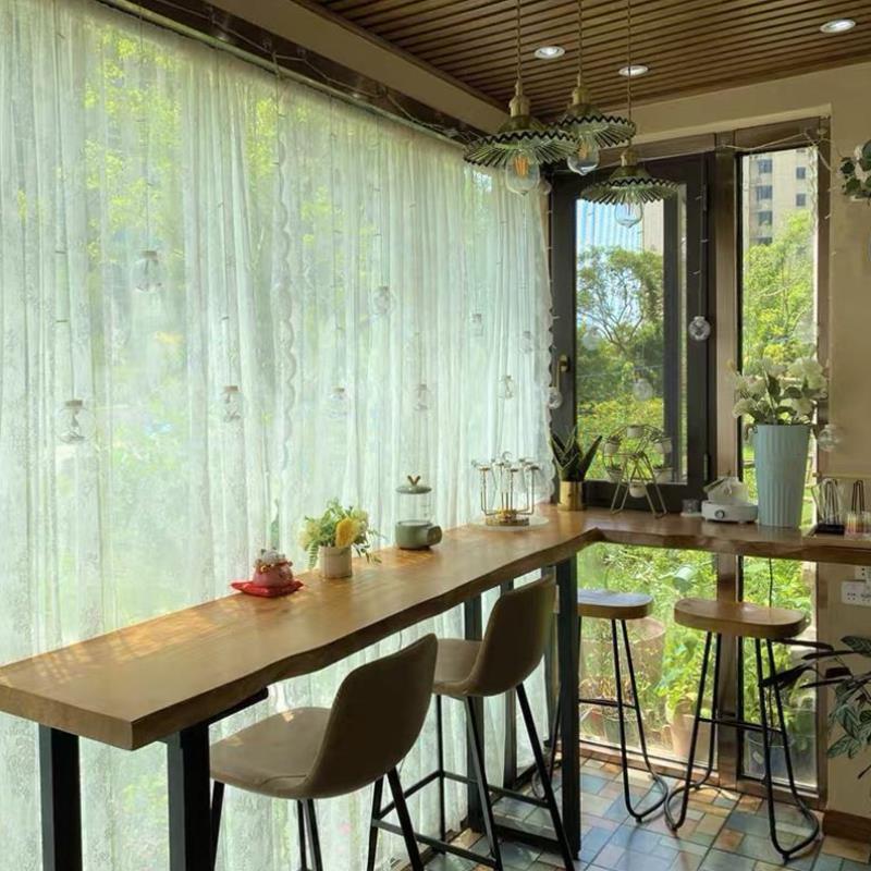 奶茶店水吧台架子置物架阳台吧台桌靠窗一体式小型家用长条高脚桌